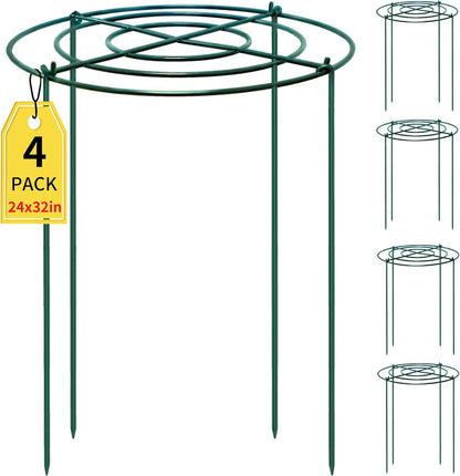 4pack Peony Cages and Supports, 18 x 24 Inch Four Legs Peony Cage, Heavy-Duty Peonies Support Cages, Peony Ring for Roses, Hydrangeas, Sage, Peonies, Cucumbers, Tomato