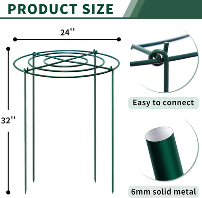 4pack Peony Cages and Supports, 18 x 24 Inch Four Legs Peony Cage, Heavy-Duty Peonies Support Cages, Peony Ring for Roses, Hydrangeas, Sage, Peonies, Cucumbers, Tomato