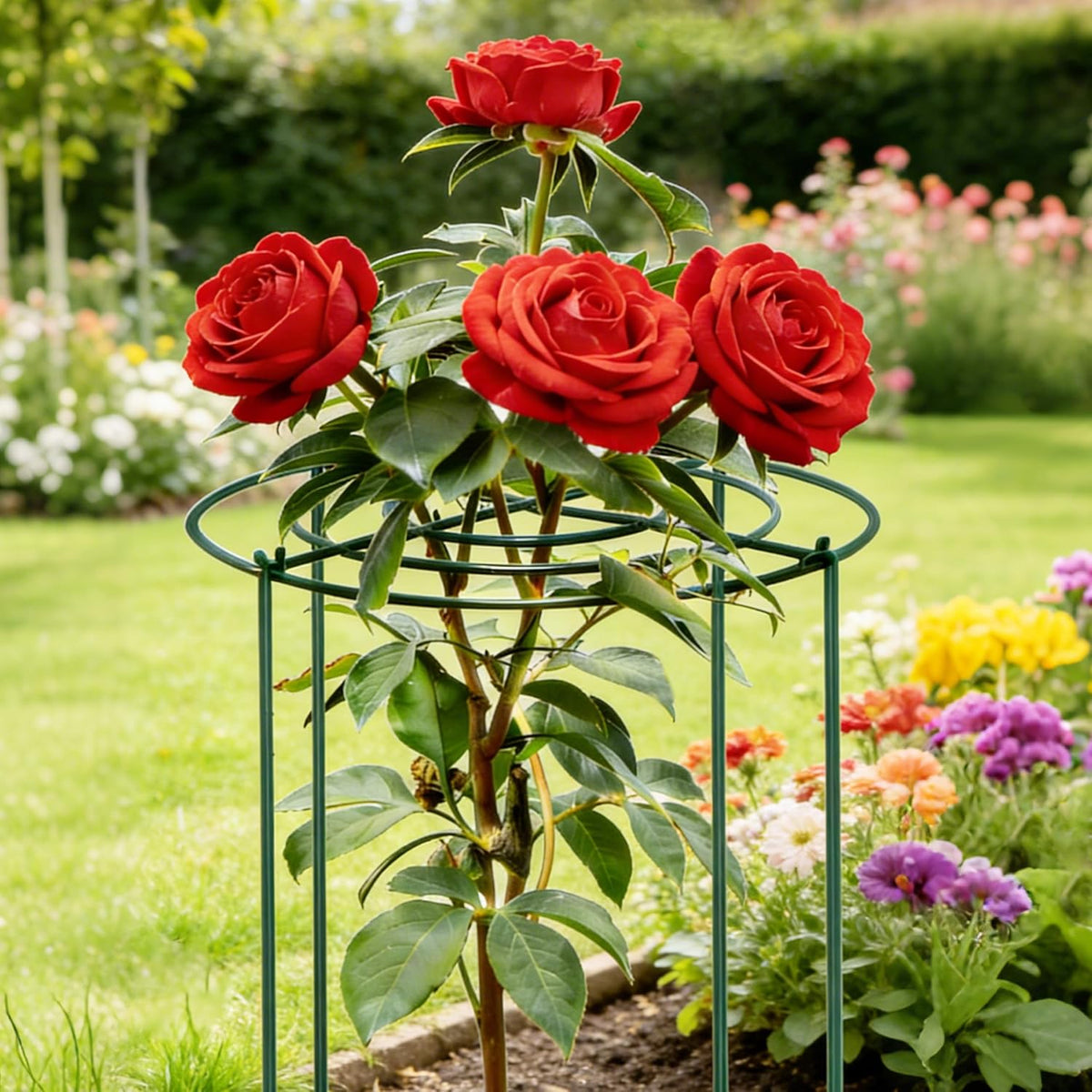 4pack Peony Cages and Supports, 18 x 24 Inch Four Legs Peony Cage, Heavy-Duty Peonies Support Cages, Peony Ring for Roses, Hydrangeas, Sage, Peonies, Cucumbers, Tomato