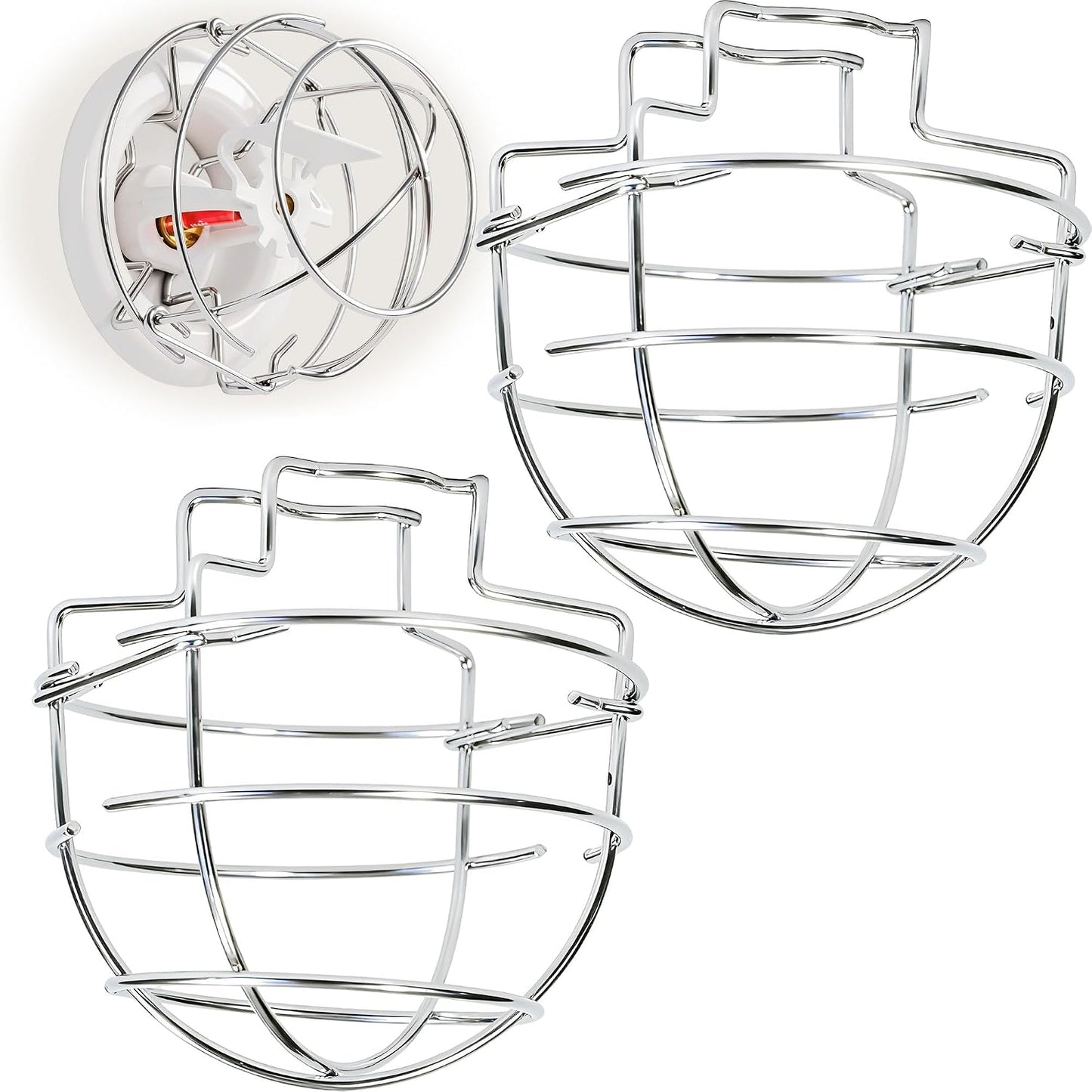 (6 Pack) Fire Sprinkler Head Guard Cage for 1/2" Recessed/Horizontal Sidewall Drywall-Mounted Sprinkler Heads Chrome PlatedProtector Fire Sprinkler Head Cover