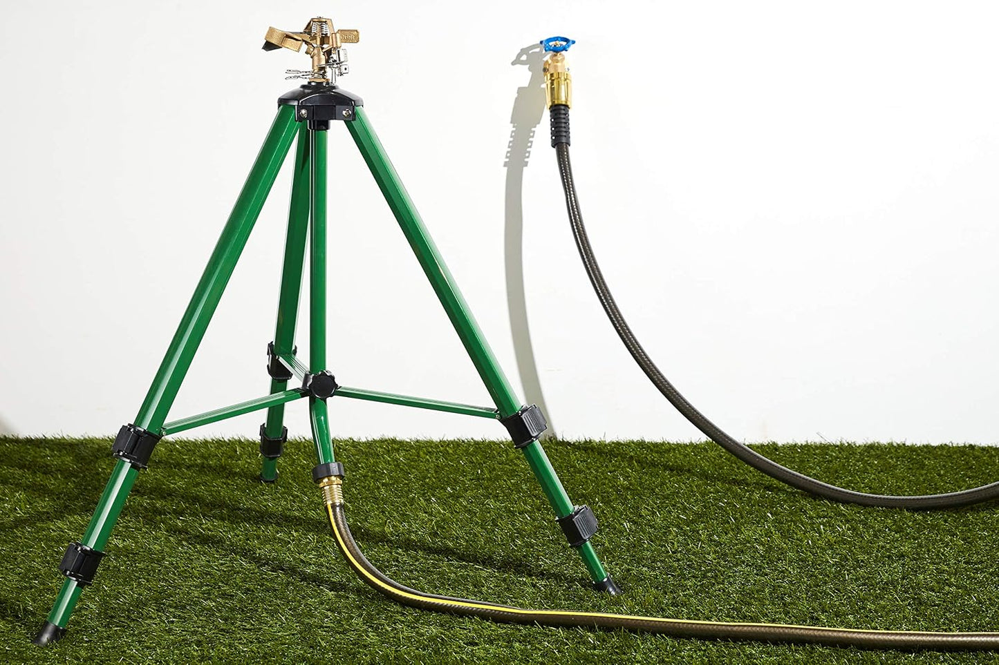 Tripod Lawn Zinc Impact Sprinkler - 360 Degree Rotating Yard Sprinkler with Adjustable Height - Heavy-Duty Zinc - High-Pressure Nozzle - for Large Lawn Coverage - 56667
