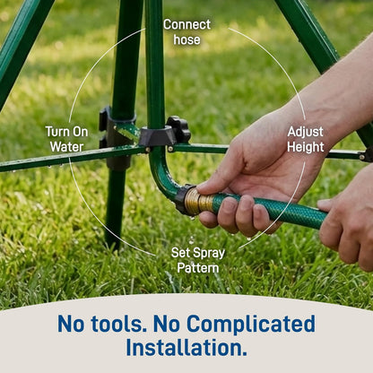 Tripod Lawn Zinc Impact Sprinkler - 360 Degree Rotating Yard Sprinkler with Adjustable Height - Heavy-Duty Zinc - High-Pressure Nozzle - for Large Lawn Coverage - 56667