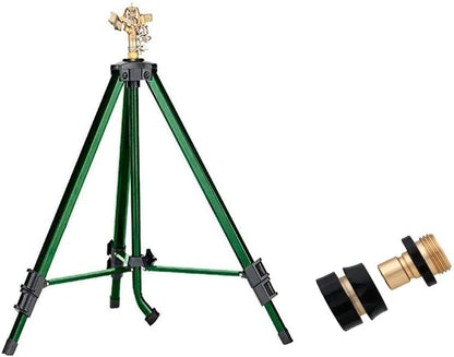 Tripod Lawn Zinc Impact Sprinkler - 360 Degree Rotating Yard Sprinkler with Adjustable Height - Heavy-Duty Zinc - High-Pressure Nozzle - for Large Lawn Coverage - 56667