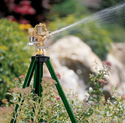 Tripod Lawn Zinc Impact Sprinkler - 360 Degree Rotating Yard Sprinkler with Adjustable Height - Heavy-Duty Zinc - High-Pressure Nozzle - for Large Lawn Coverage - 56667