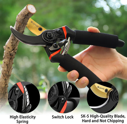Kynup Pruning Shears, Heavy Duty Garden Shears with SK5 Japanese Steel