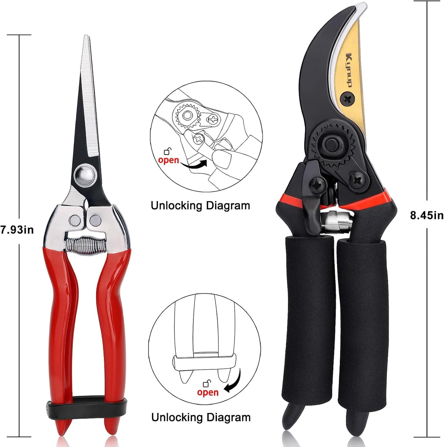 Kynup Pruning Shears, Heavy Duty Garden Shears with SK5 Japanese Steel