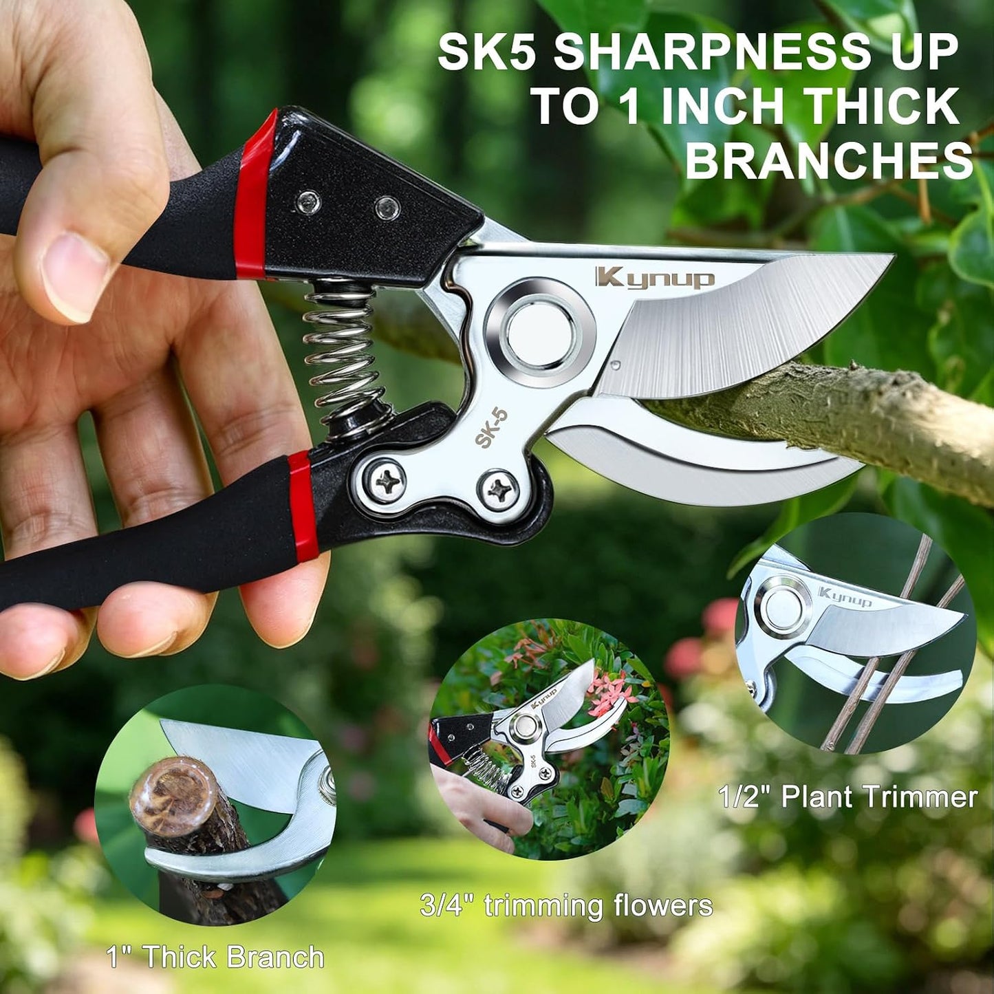 Kynup Pruning Shears, Heavy Duty Garden Shears with SK5 Japanese Steel