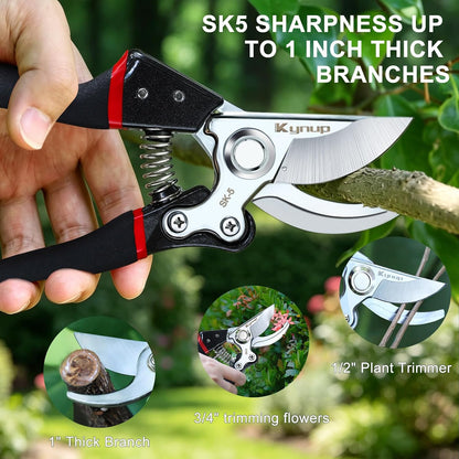Kynup Pruning Shears, Heavy Duty Garden Shears with SK5 Japanese Steel