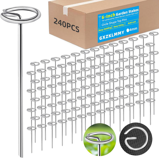 240Pcs 8 Gauge 6 Inch Top Galvanized Landscape Fabric Pins Stakes