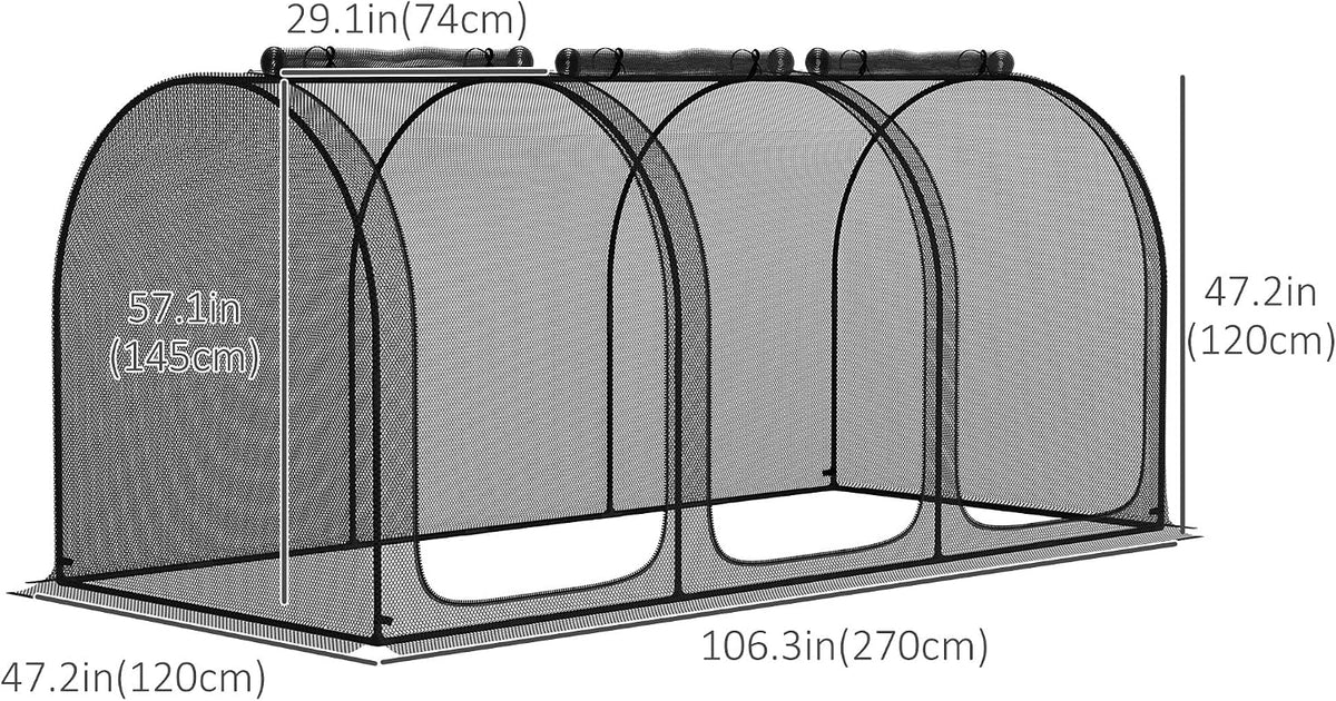 8' x 4' Crop Cage Plant Protection Tent for Garden, Black