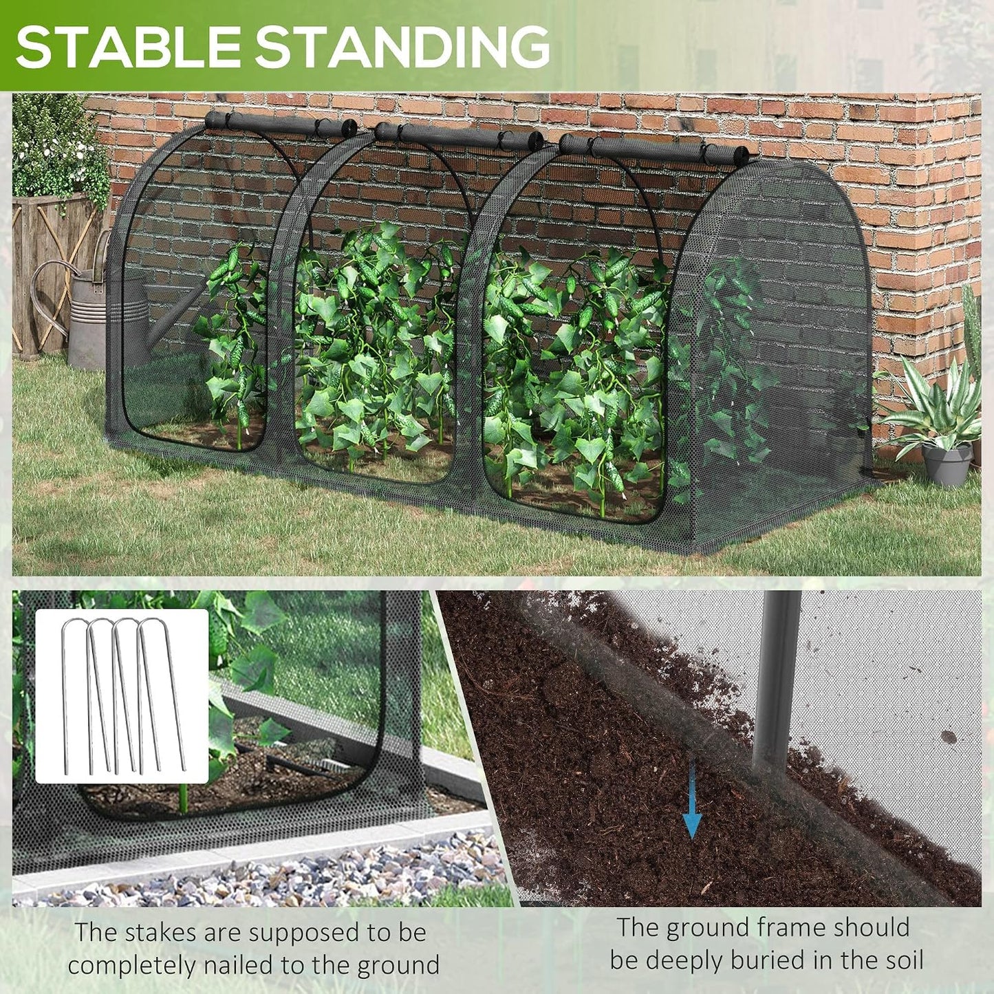 8' x 4' Crop Cage Plant Protection Tent for Garden, Black