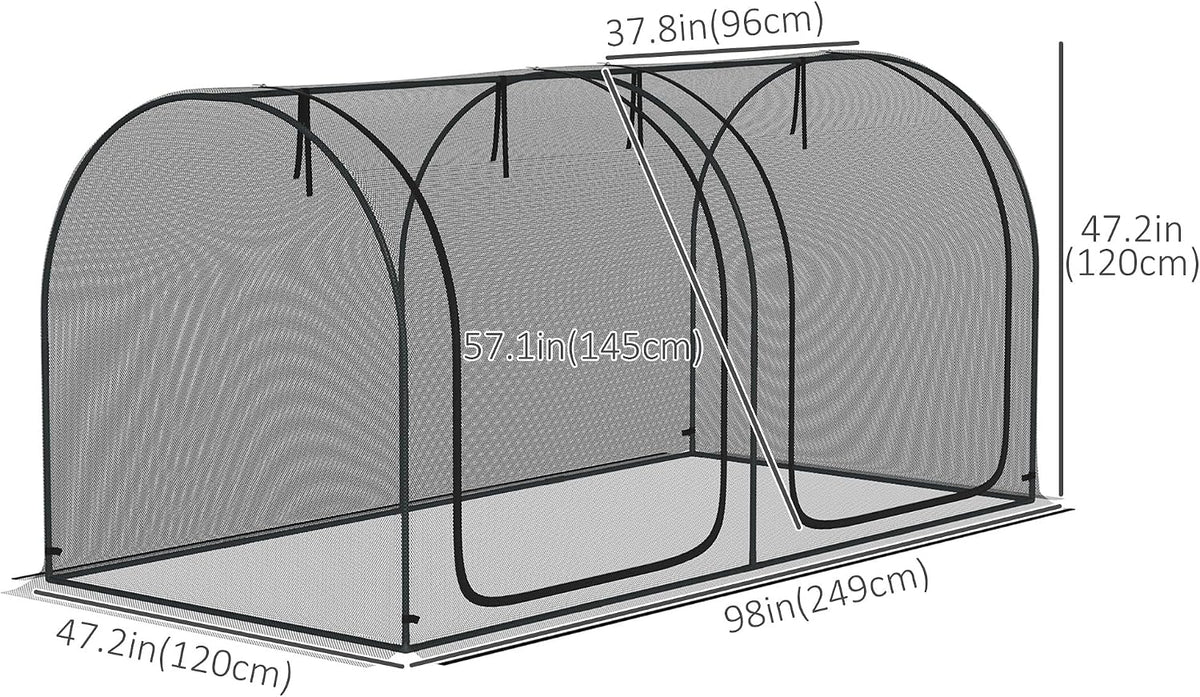 8' x 4' Crop Cage Plant Protection Tent for Garden, Black