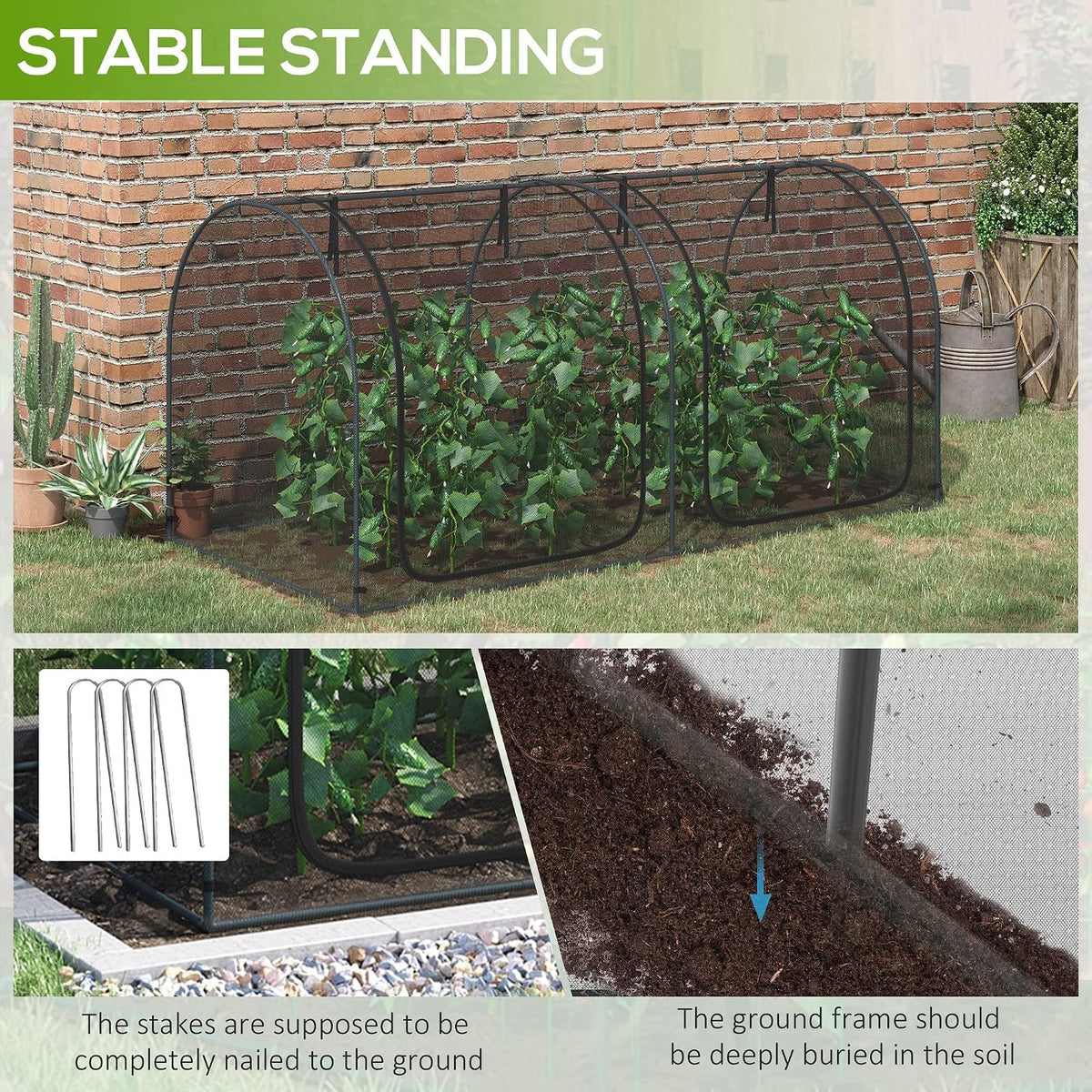 8' x 4' Crop Cage Plant Protection Tent for Garden, Black