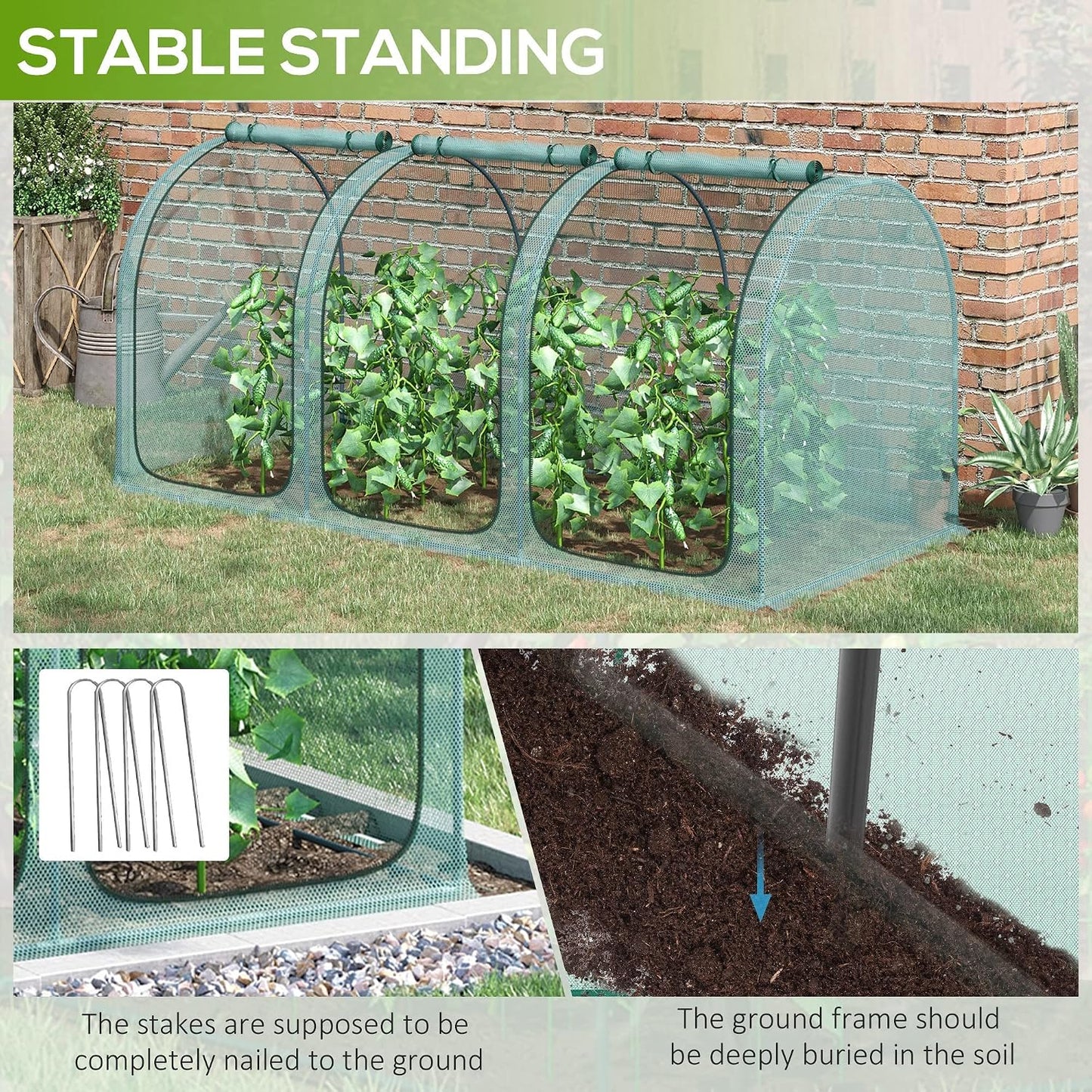 8' x 4' Crop Cage Plant Protection Tent for Garden, Black