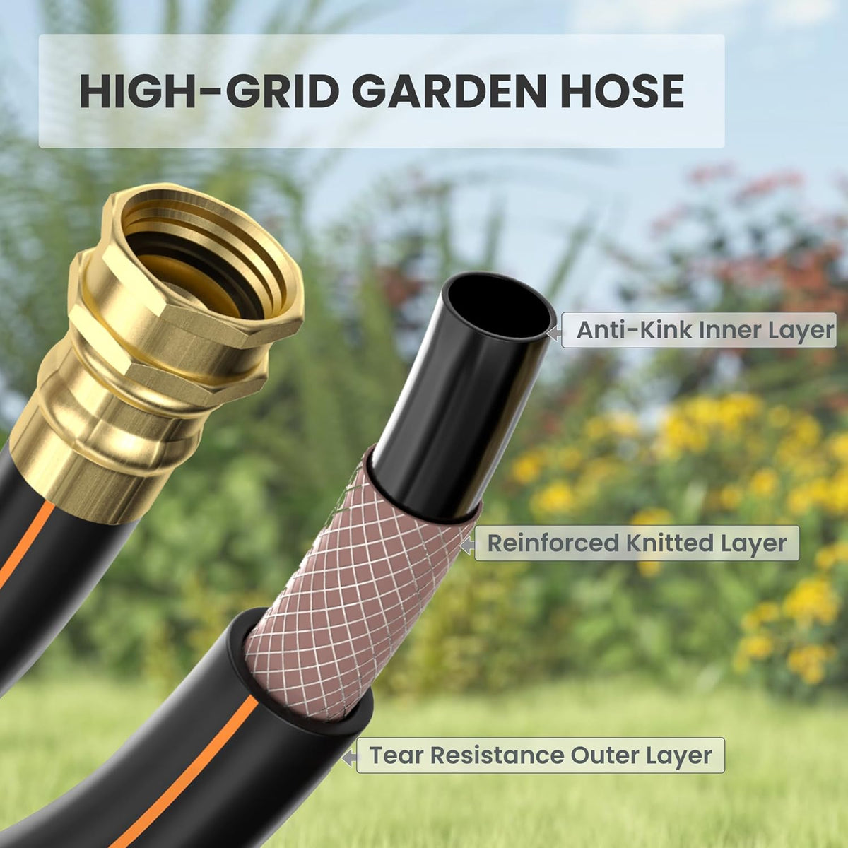 Garden Hose Nozzle 9 Adjustable Spray Modes Water Gun for Hose Reel and Retractable Garden Hose Reel 1/2 Inch x 130ft, Super Heavy Duty, Any Length Lock, Slow Return System, Wall Mounted
