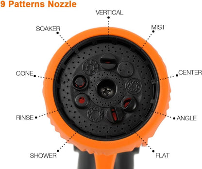 Garden Hose Nozzle 9 Adjustable Spray Modes Water Gun for Hose Reel and Retractable Garden Hose Reel 1/2 Inch x 130ft, Super Heavy Duty, Any Length Lock, Slow Return System, Wall Mounted