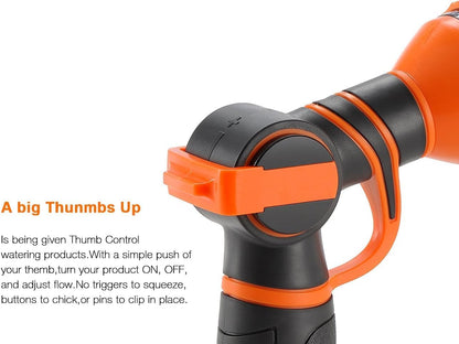 Garden Hose Nozzle 9 Adjustable Spray Modes Water Gun for Hose Reel and Retractable Garden Hose Reel 1/2 Inch x 130ft, Super Heavy Duty, Any Length Lock, Slow Return System, Wall Mounted