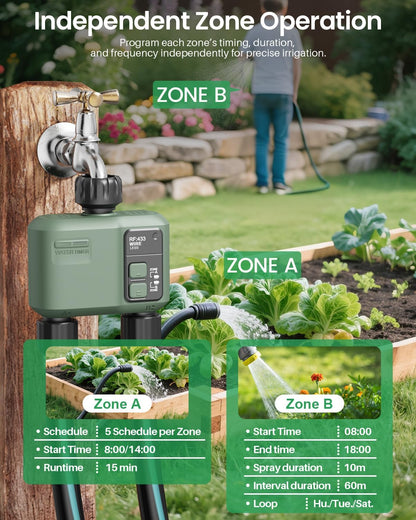 WiFi Water Timer 2 Zone for Garden Hose