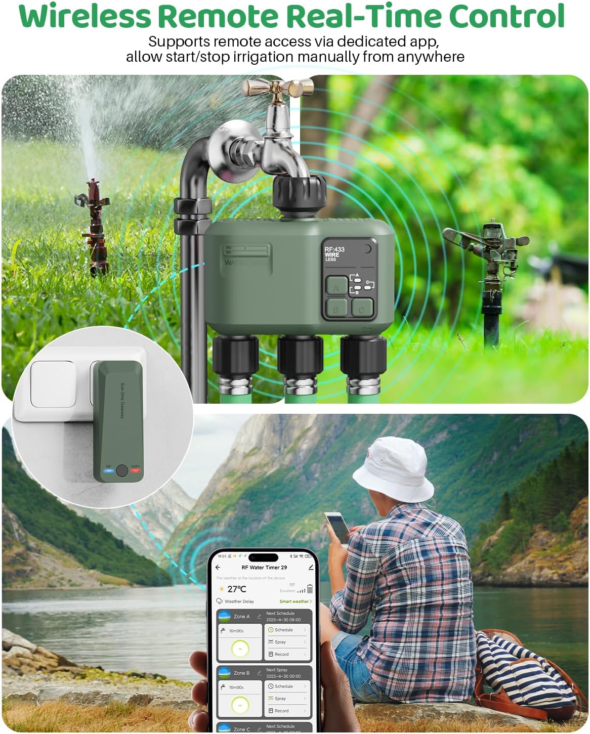 WiFi Water Timer 2 Zone for Garden Hose