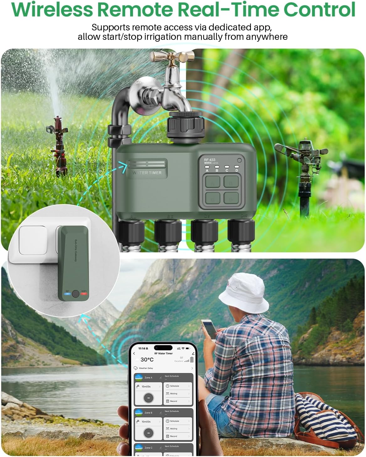 WiFi Water Timer 2 Zone for Garden Hose