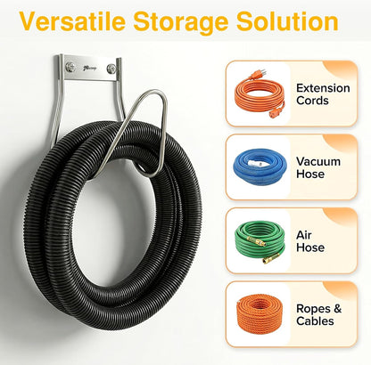 Garden Hose Holder Stainless Steel Small Wall Mount Garden Hose Hook, Ideal for Water, Air, Hydraulic Hose, Ropes, Extension Cords Heavy Duty & Rust Proof, Size:6.3x7x6.3 Set of 1