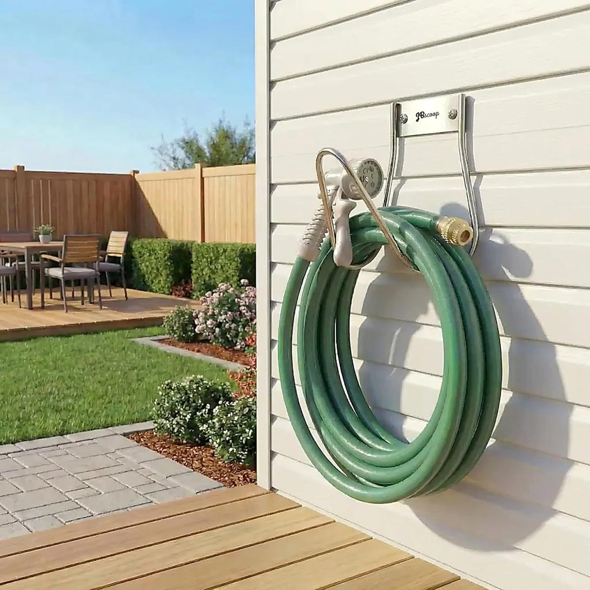 Garden Hose Holder Stainless Steel Small Wall Mount Garden Hose Hook, Ideal for Water, Air, Hydraulic Hose, Ropes, Extension Cords Heavy Duty & Rust Proof, Size:6.3x7x6.3 Set of 1