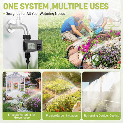 66FT Drip Irrigation System with Water Timer, Automatic Garden Watering Kit