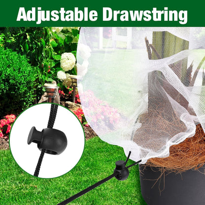 Alpurple 2 Pcs Insect Bird Barrier Netting Mesh with Drawstring- 4.9 x 3.2 Ft Garden Bug Netting Plant Cover- Fruit Tree Net for Protect Plant Fruits Citrus Flower from Insect Bird Eating