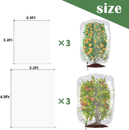 Alpurple 2 Pcs Insect Bird Barrier Netting Mesh with Drawstring- 4.9 x 3.2 Ft Garden Bug Netting Plant Cover- Fruit Tree Net for Protect Plant Fruits Citrus Flower from Insect Bird Eating
