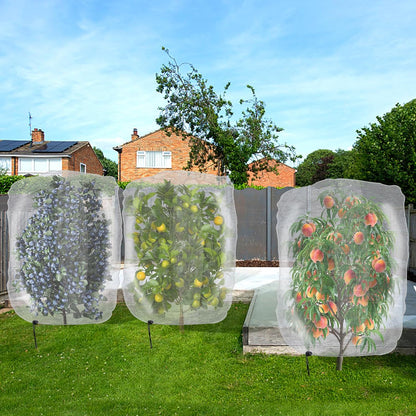 Alpurple 2 Pcs Insect Bird Barrier Netting Mesh with Drawstring- 4.9 x 3.2 Ft Garden Bug Netting Plant Cover- Fruit Tree Net for Protect Plant Fruits Citrus Flower from Insect Bird Eating