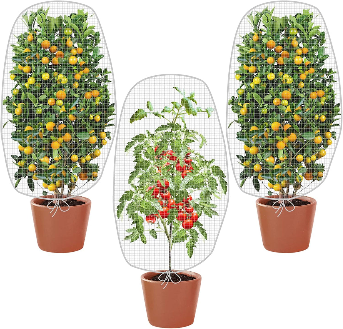 Alpurple 2 Pcs Insect Bird Barrier Netting Mesh with Drawstring- 4.9 x 3.2 Ft Garden Bug Netting Plant Cover- Fruit Tree Net for Protect Plant Fruits Citrus Flower from Insect Bird Eating
