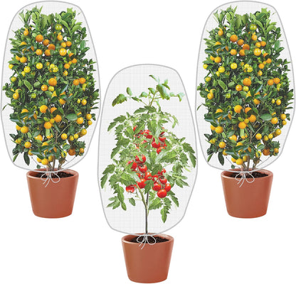 Alpurple 2 Pcs Insect Bird Barrier Netting Mesh with Drawstring- 4.9 x 3.2 Ft Garden Bug Netting Plant Cover- Fruit Tree Net for Protect Plant Fruits Citrus Flower from Insect Bird Eating