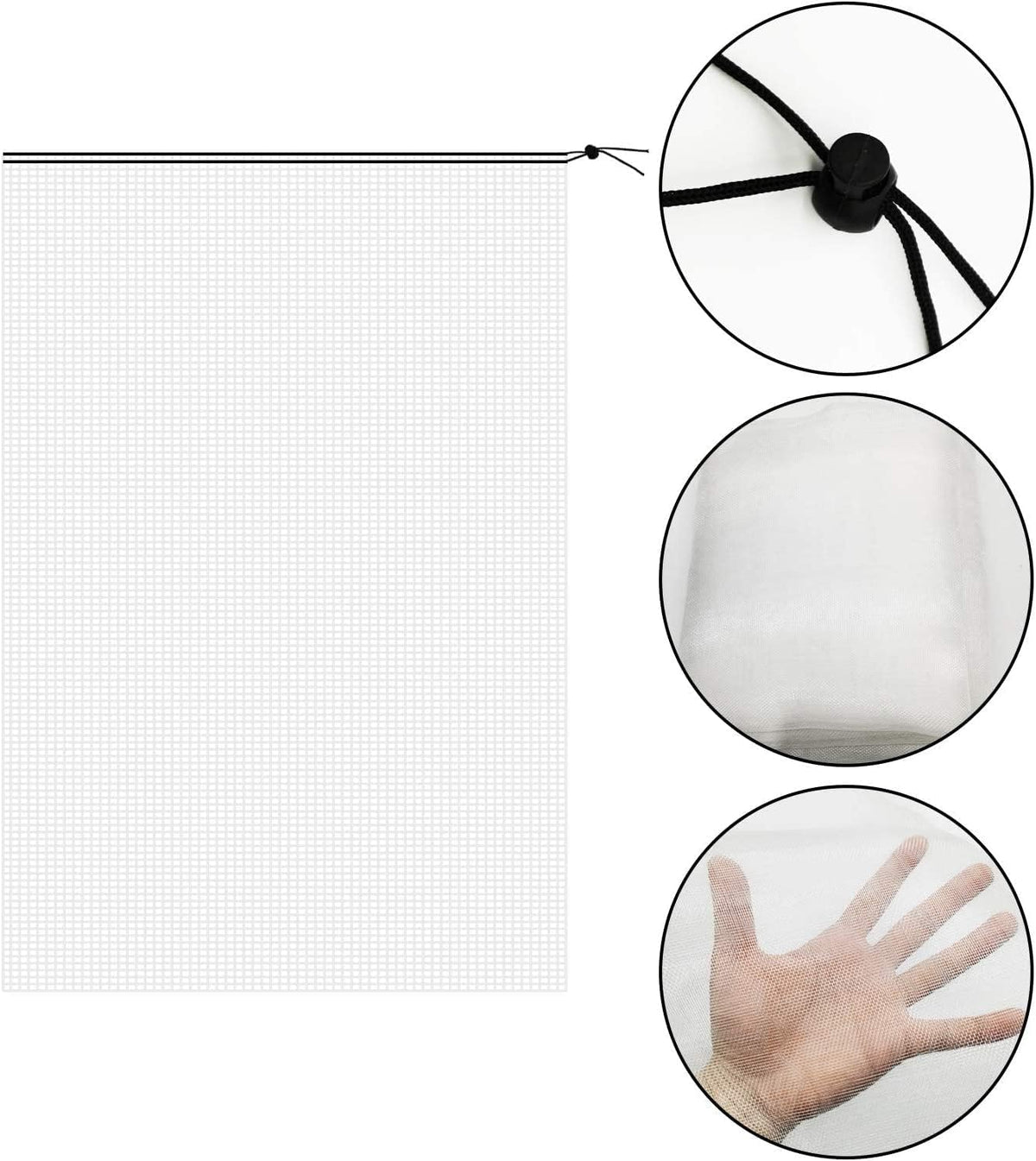Alpurple 2 Pcs Insect Bird Barrier Netting Mesh with Drawstring- 4.9 x 3.2 Ft Garden Bug Netting Plant Cover- Fruit Tree Net for Protect Plant Fruits Citrus Flower from Insect Bird Eating