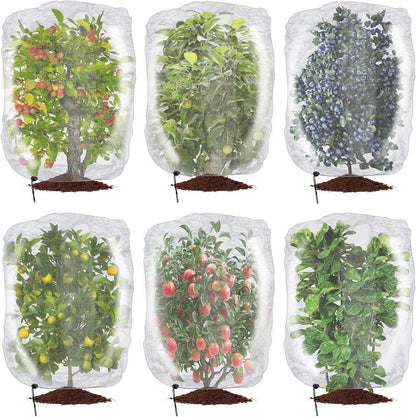 Alpurple 2 Pcs Insect Bird Barrier Netting Mesh with Drawstring- 4.9 x 3.2 Ft Garden Bug Netting Plant Cover- Fruit Tree Net for Protect Plant Fruits Citrus Flower from Insect Bird Eating