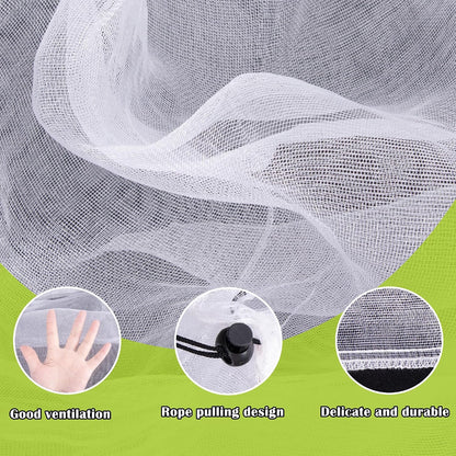 Alpurple 2 Pcs Insect Bird Barrier Netting Mesh with Drawstring- 4.9 x 3.2 Ft Garden Bug Netting Plant Cover- Fruit Tree Net for Protect Plant Fruits Citrus Flower from Insect Bird Eating