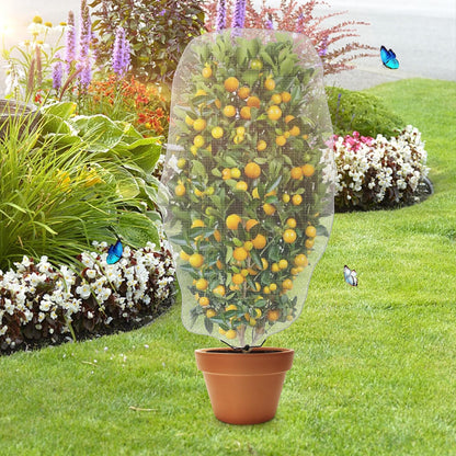 Alpurple 2 Pcs Insect Bird Barrier Netting Mesh with Drawstring- 4.9 x 3.2 Ft Garden Bug Netting Plant Cover- Fruit Tree Net for Protect Plant Fruits Citrus Flower from Insect Bird Eating