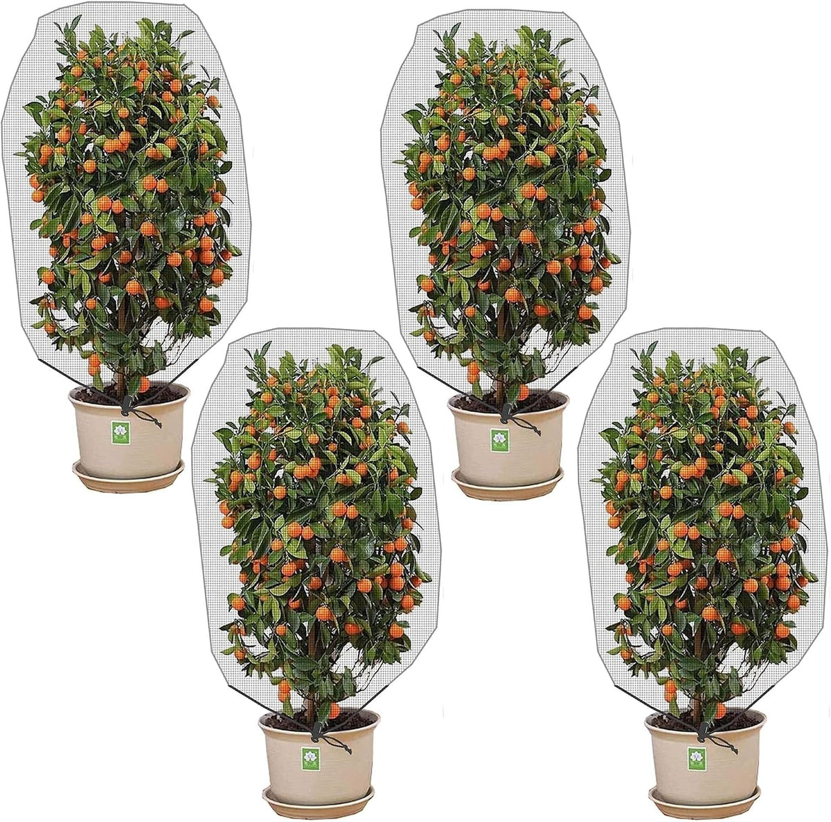 Alpurple 2 Pcs Insect Bird Barrier Netting Mesh with Drawstring- 4.9 x 3.2 Ft Garden Bug Netting Plant Cover- Fruit Tree Net for Protect Plant Fruits Citrus Flower from Insect Bird Eating