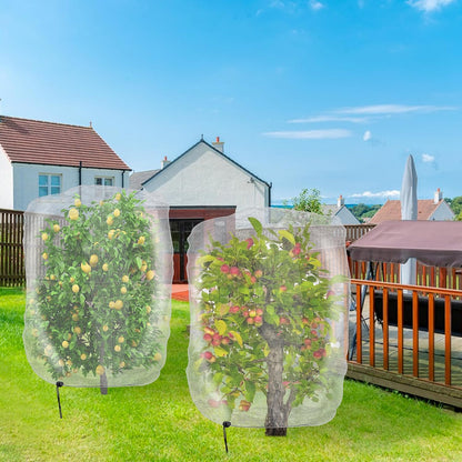 Alpurple 2 Pcs Insect Bird Barrier Netting Mesh with Drawstring- 4.9 x 3.2 Ft Garden Bug Netting Plant Cover- Fruit Tree Net for Protect Plant Fruits Citrus Flower from Insect Bird Eating
