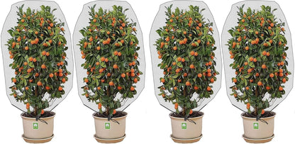Alpurple 2 Pcs Insect Bird Barrier Netting Mesh with Drawstring- 4.9 x 3.2 Ft Garden Bug Netting Plant Cover- Fruit Tree Net for Protect Plant Fruits Citrus Flower from Insect Bird Eating