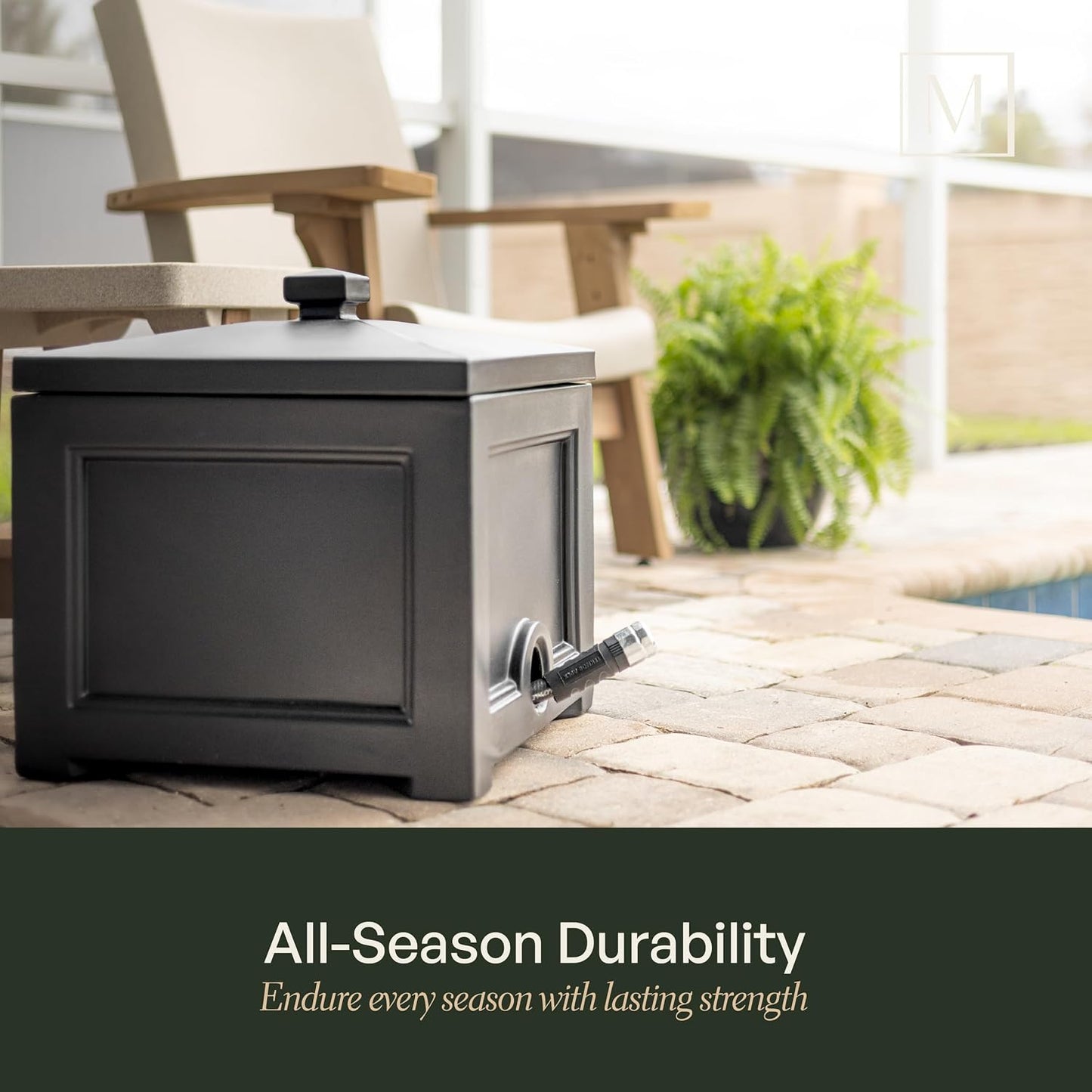 Fairfield Garden Hose Bin - Black - 17in L x 17in W x 18in H - Holds up to 100 ft. of standard garden hose (5858-B)
