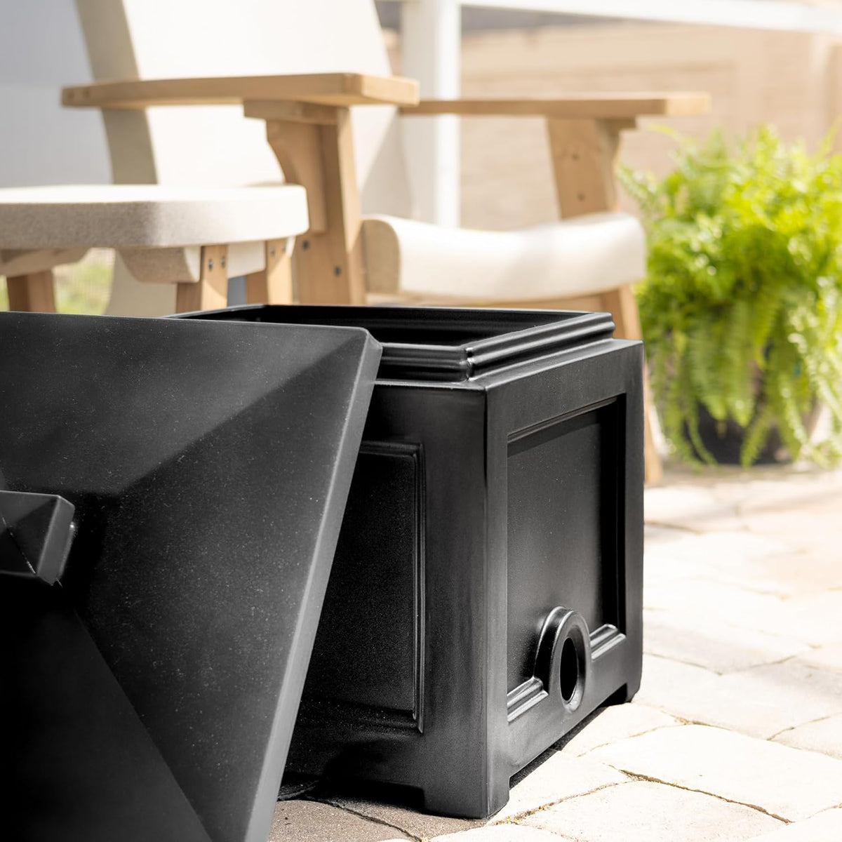 Fairfield Garden Hose Bin - Black - 17in L x 17in W x 18in H - Holds up to 100 ft. of standard garden hose (5858-B)