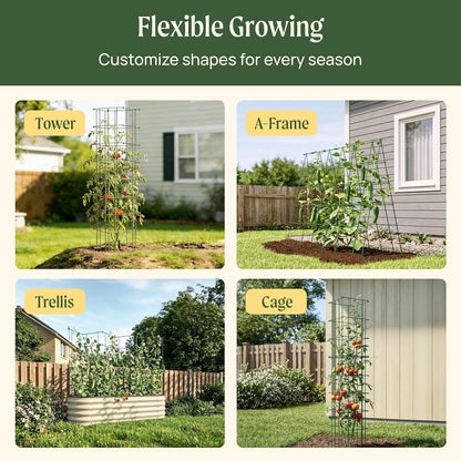4 Pack 11.5" Square Tomato Cage for Garden & Pots, Rust-Resistant Tomato Stakes Heavy Gauge Plant Cage Trellis Support for Climbing Vegetables Plants
