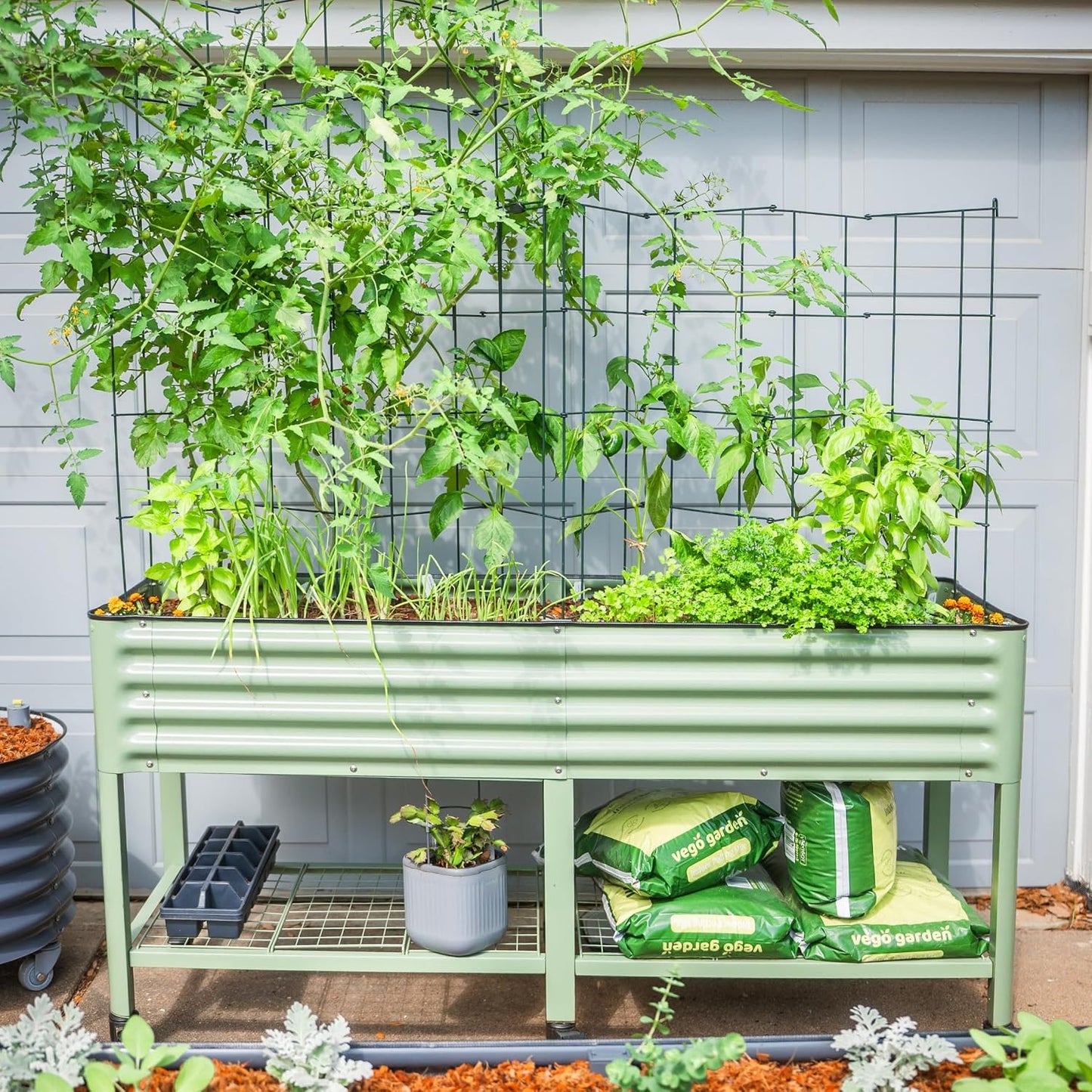 4 Pack 11.5" Square Tomato Cage for Garden & Pots, Rust-Resistant Tomato Stakes Heavy Gauge Plant Cage Trellis Support for Climbing Vegetables Plants
