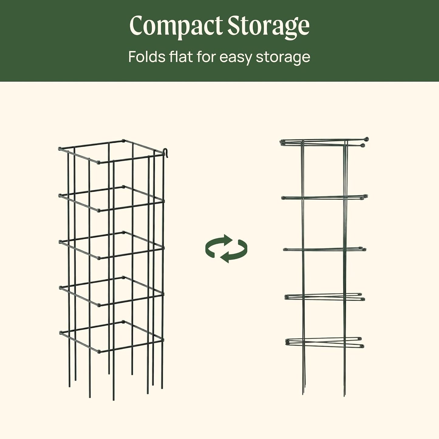4 Pack 11.5" Square Tomato Cage for Garden & Pots, Rust-Resistant Tomato Stakes Heavy Gauge Plant Cage Trellis Support for Climbing Vegetables Plants