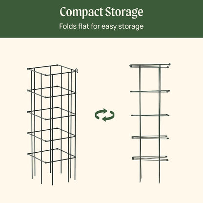 4 Pack 11.5" Square Tomato Cage for Garden & Pots, Rust-Resistant Tomato Stakes Heavy Gauge Plant Cage Trellis Support for Climbing Vegetables Plants
