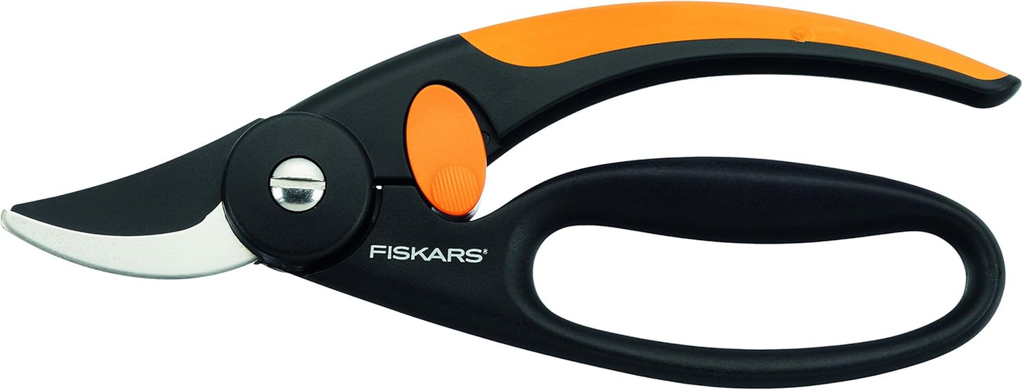 Fingerloop Pruner Bypass P44, Cutting Diameter: 2 cm, Steel Blades with Non-Stick Coating, Length: 20 cm, Black/Orange, 1001534