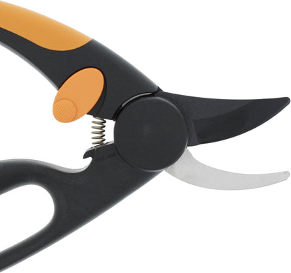 Fingerloop Pruner Bypass P44, Cutting Diameter: 2 cm, Steel Blades with Non-Stick Coating, Length: 20 cm, Black/Orange, 1001534