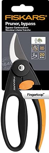 Fingerloop Pruner Bypass P44, Cutting Diameter: 2 cm, Steel Blades with Non-Stick Coating, Length: 20 cm, Black/Orange, 1001534