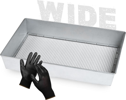 Wide Soil Sifter, 1/4-inch Galvanized Garden Sieve with Gloves