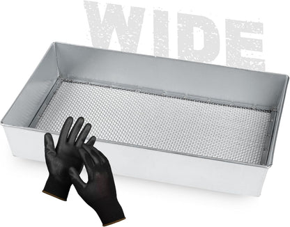 Wide Soil Sifter, 1/4-inch Galvanized Garden Sieve with Gloves
